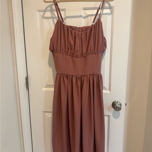 Pinup Couture Dusty Rose Midi Spaghetti Strap Dress